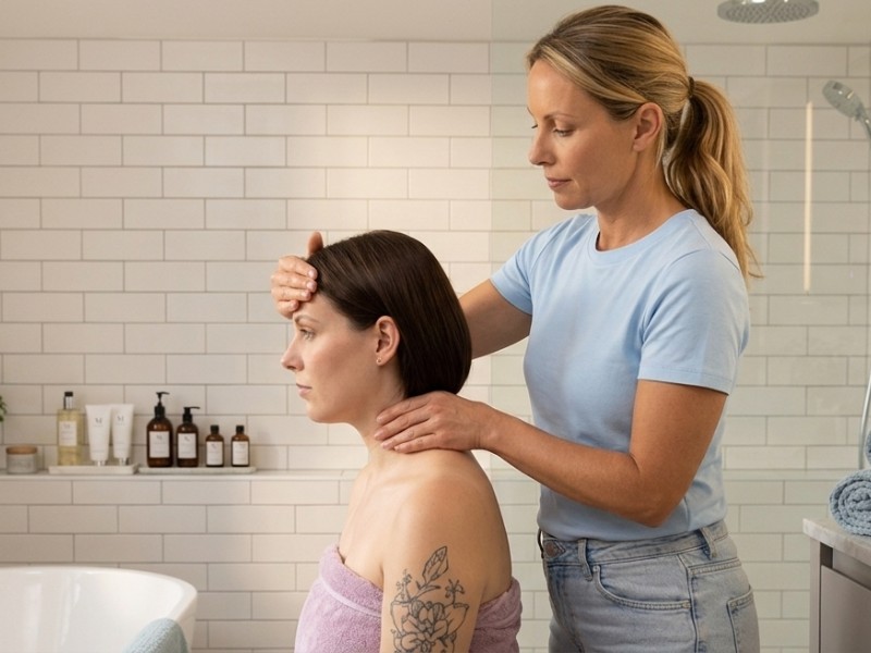 Massage epaules nuque visage
